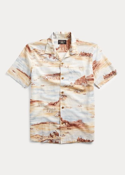 Men's Ralph Lauren Scenic-Print Linen-Blend Shirts | 894261OHA